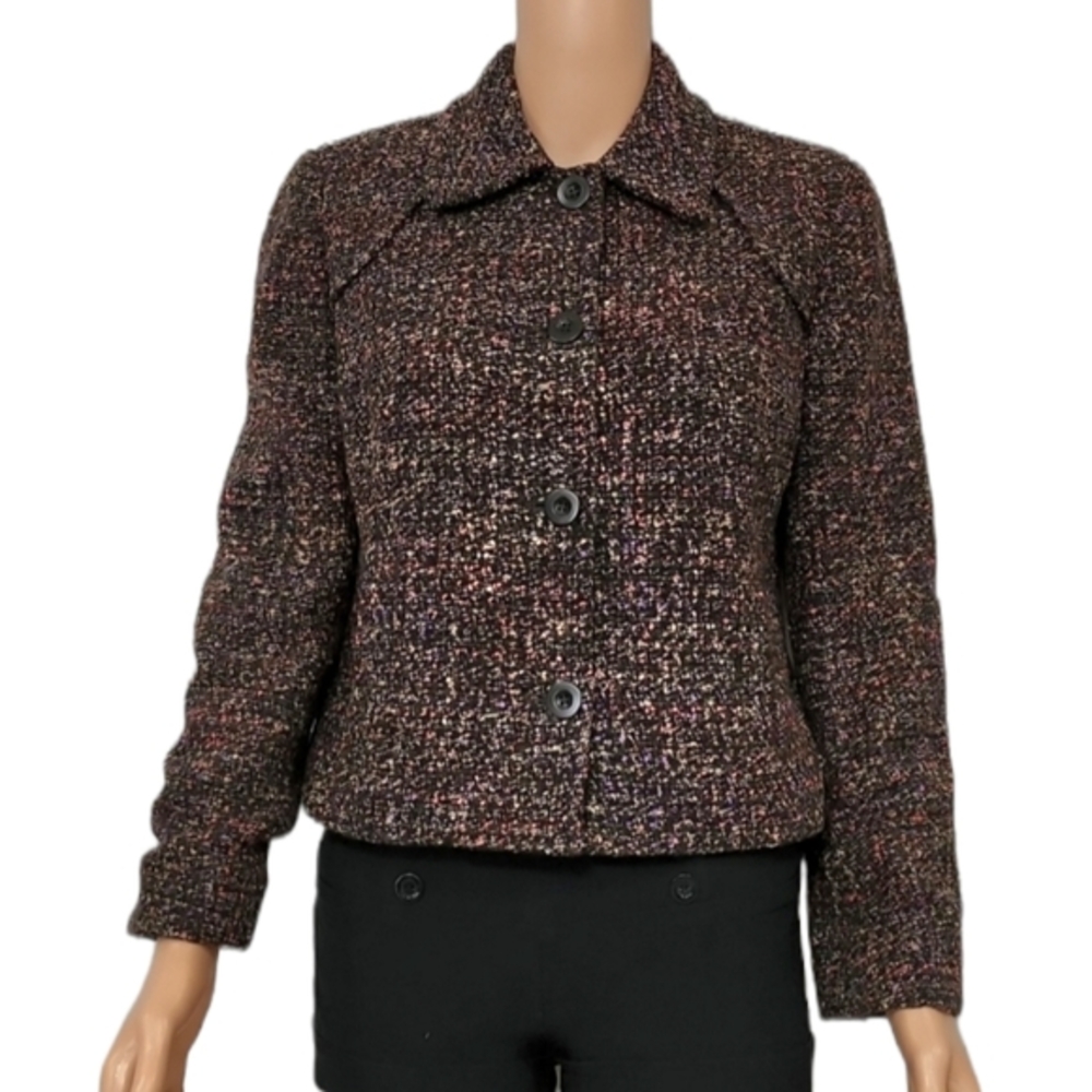 Liz Claiborne Womens Purple Wool Blend Tweed Suit Jacket Blazer 10P‎